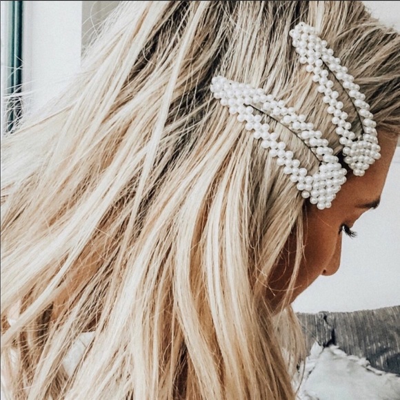 One Oversized hair pearl clip bar snap trendy - Picture 3 of 3